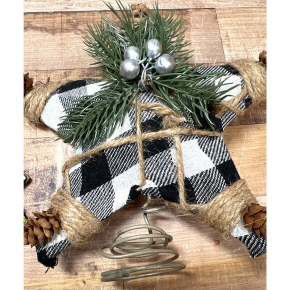 Buffalo Plaid Star & Tree Holiday Ornaments With Jute Accents & - Picture 2 of 5
